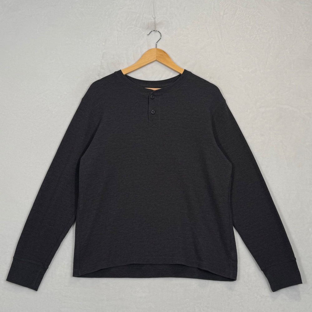 Faded Glory Charcoal Gray Long Sleeve Henley Shirt Size L